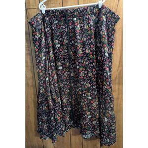Torrid Womens Skirt Plus Size 6 6X Back Floral FlowersBlack Rayon New Tag $59.50